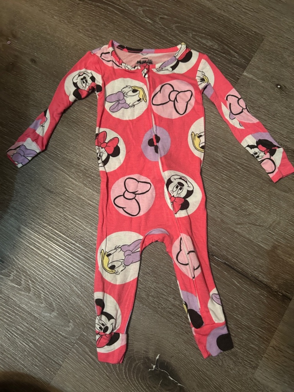 Minnie Mouse Pink Girls One-Piece Footie Pajamas with Zipper Closure